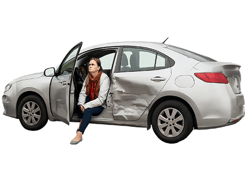 Victim With Car Damage from Accident in Goodyear, AZ