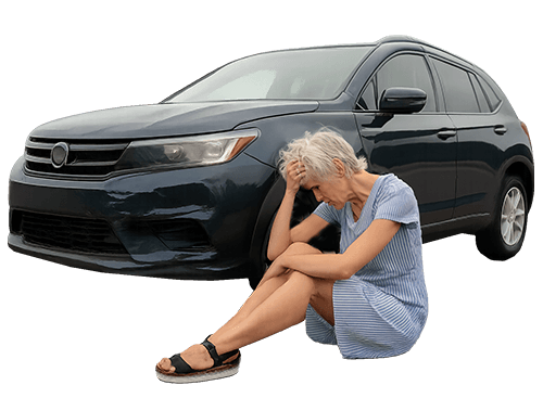 Victim With Car Damage from Accident in Pima County, AZ
