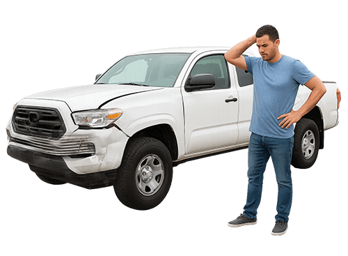 Victim With Car Damage from Accident in Yuma, AZ